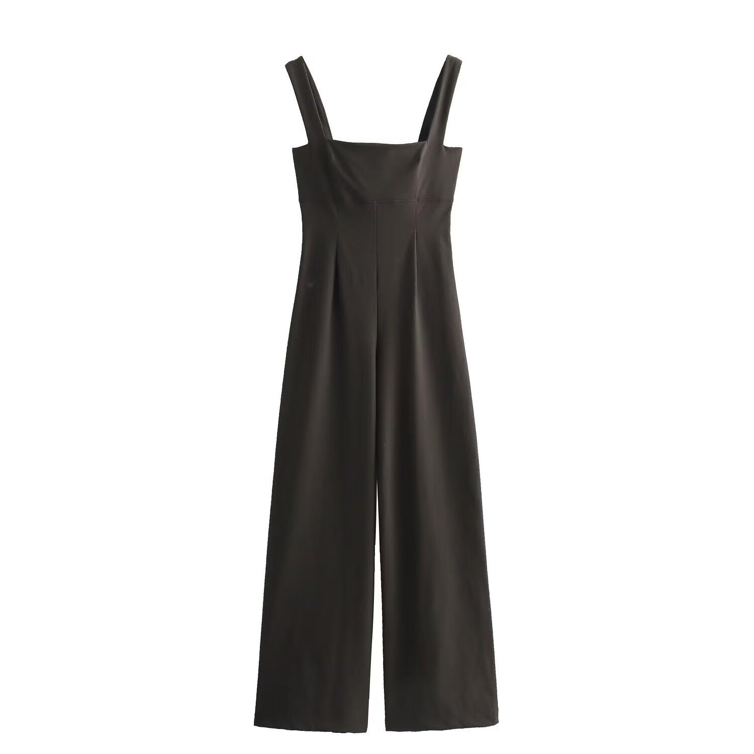 

2025 Spring Women s Square Neck Wide Leg Jumpsuit S