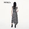MO&Co. 2025 Autumn Plaid Asymmetric One-Shoulder Dress with Belt
