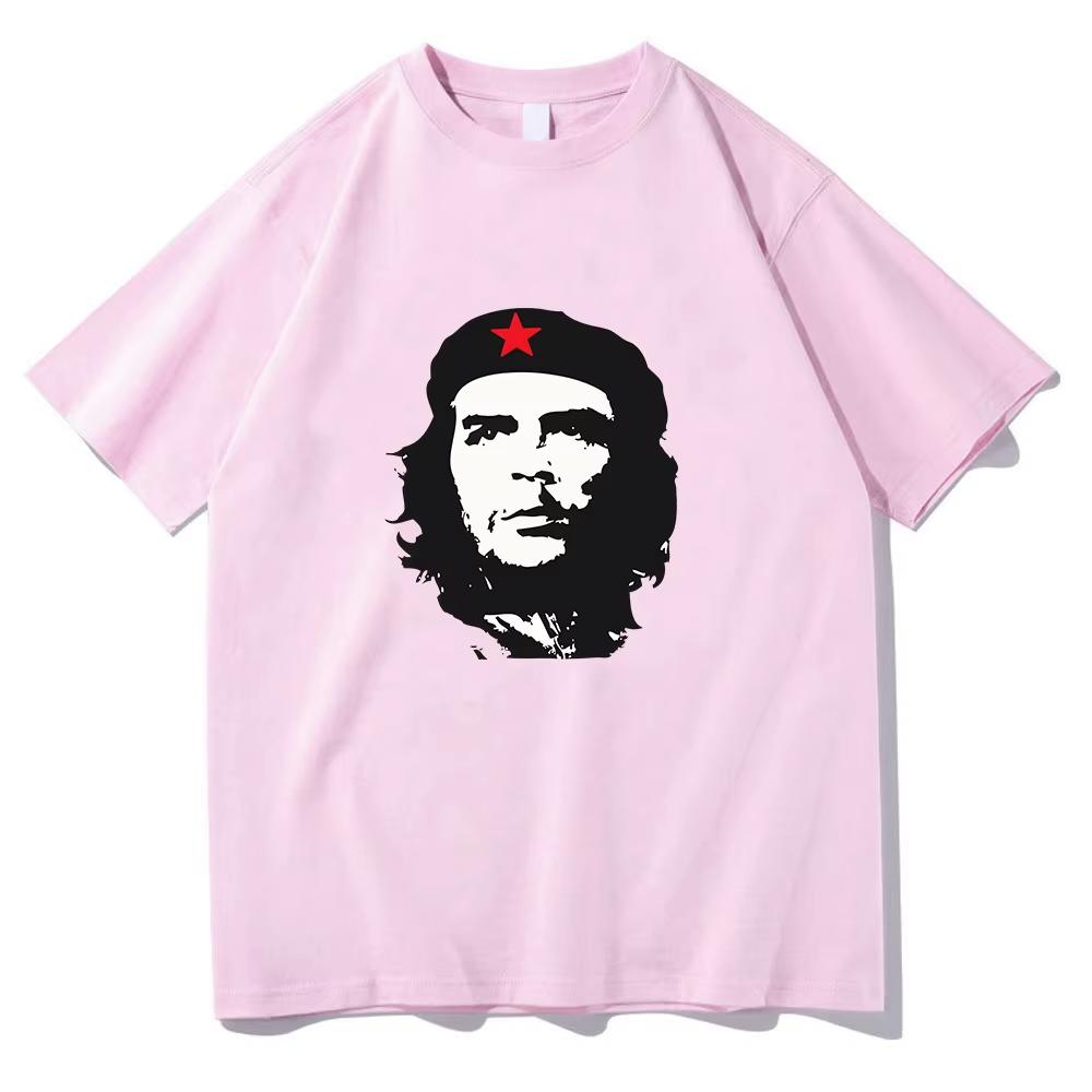 T-shirt con Stampa Ritratto Che Guevara Unisex Unisex Stile Retro Casual Cotone Manica Corta Streetwear Tee
