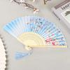 Japanese Folding Fan Ancient Style Chinese Ancient Style Long Handle Silk Cloth Fan Craft Gift Lady Dance Fan