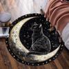 Black Cat On Moon Round Rug Fantasy Night Sky Starry Pattern Bedroom Floor Decor Mystical Animal Art Soft Carpet