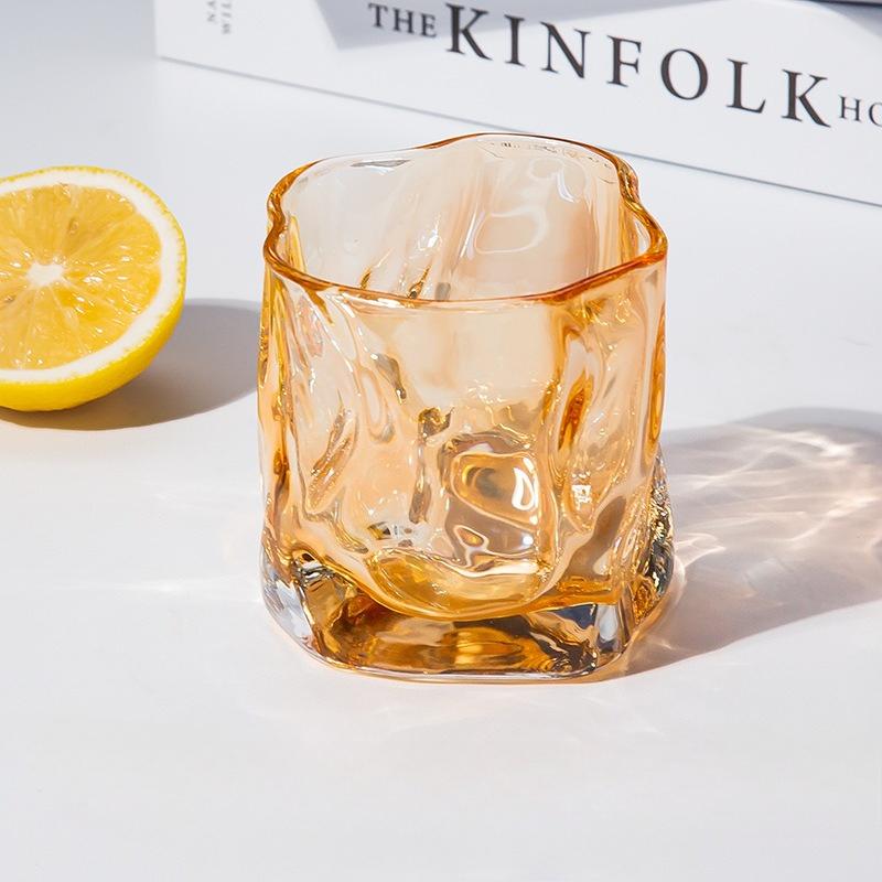 Transparent Whiskey Twisted Glass Cup,High Beauty Water Cup Beer Glass Household Juice Glasses Cold Drink Glassware