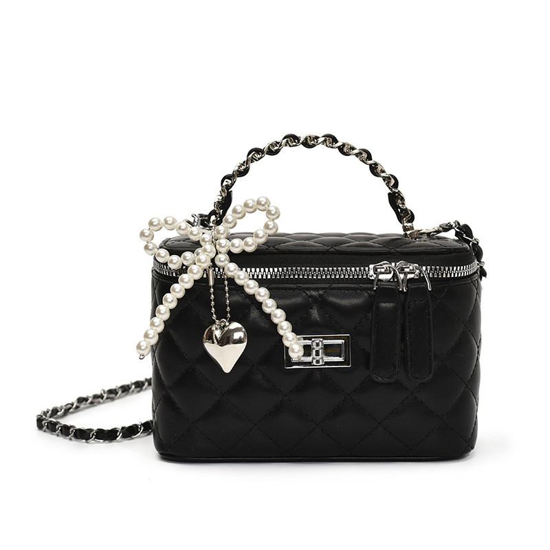 Minimalist Pu Box Bag With Chain And Embroidery For Urban Style