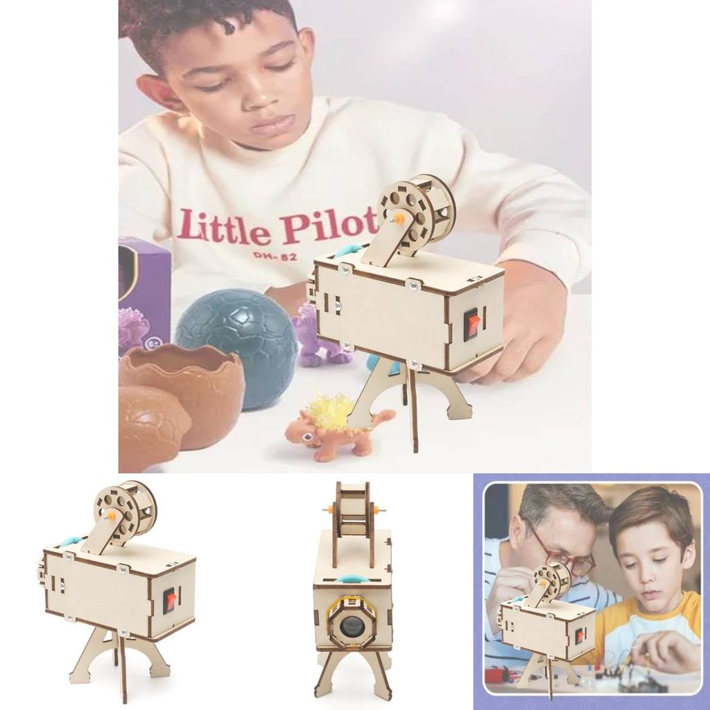 Wooden Diy Science Projector Kit Fun Physics Experiment Toy For Elementary School Students R-61