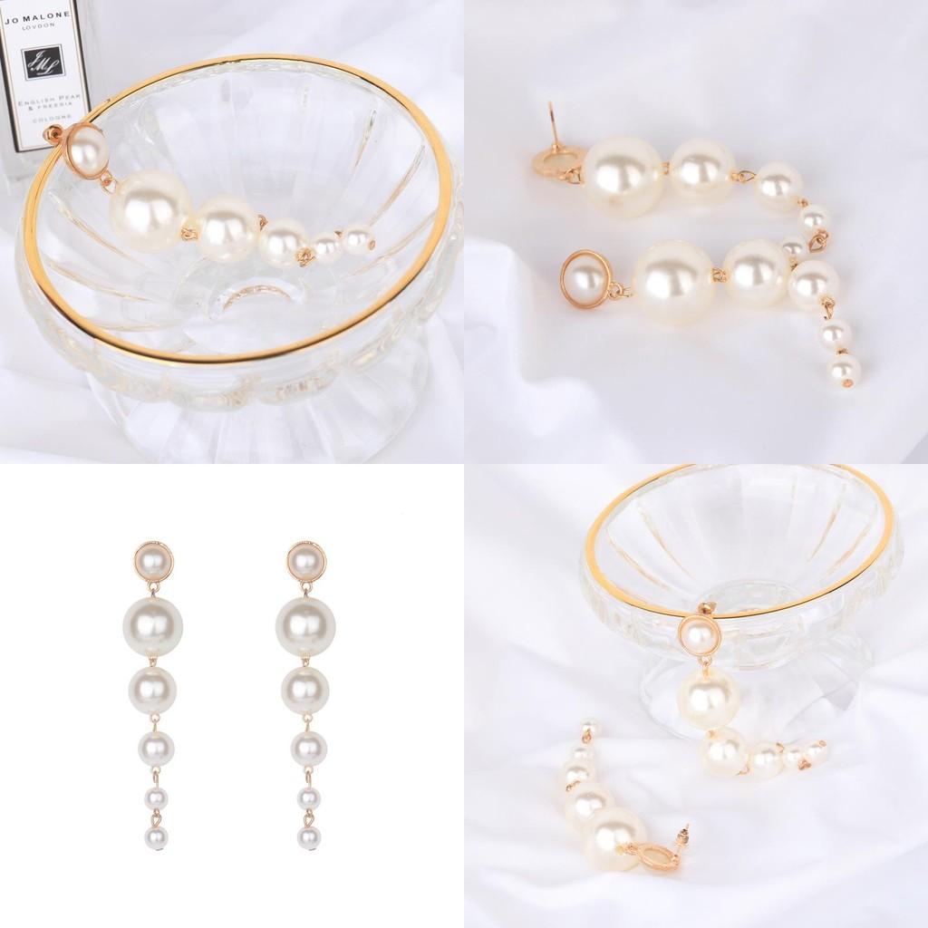 Trendy Long Pearl Earrings With Gradient Design Fashionable And Elegant Jewelry