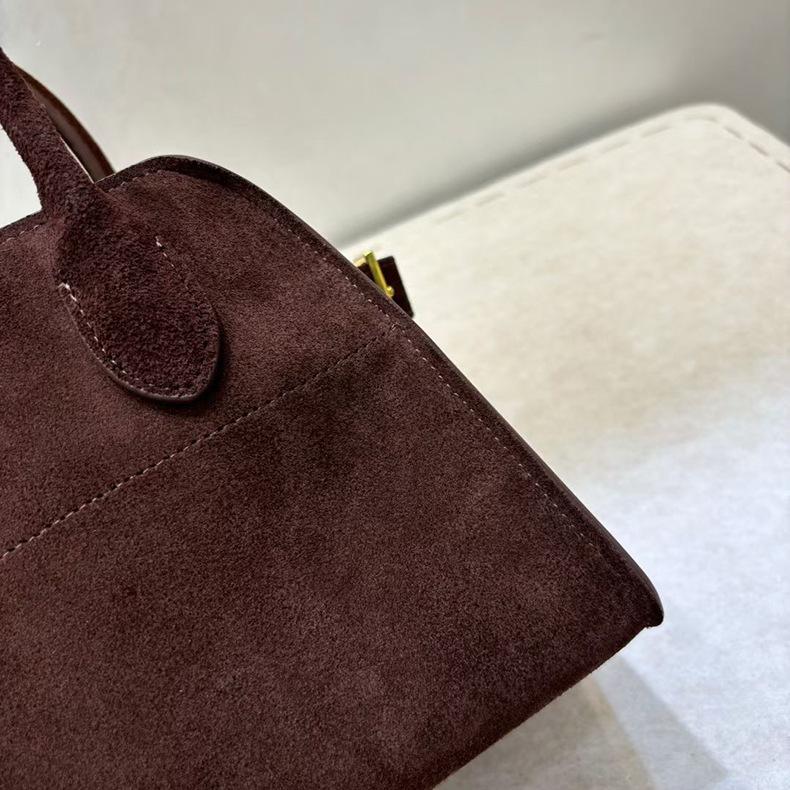 New Retro Suede Matte Cowhide Tote Bag Single Shoulder Fashionable Versatile Commuter Large Capacity Leather Tote Bag