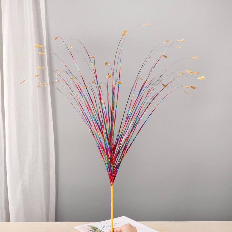 1PC Decorazione Poliestere Erba Pavone Simulata Scenografia Fotografica Composizione Floreale Vivace 80CM