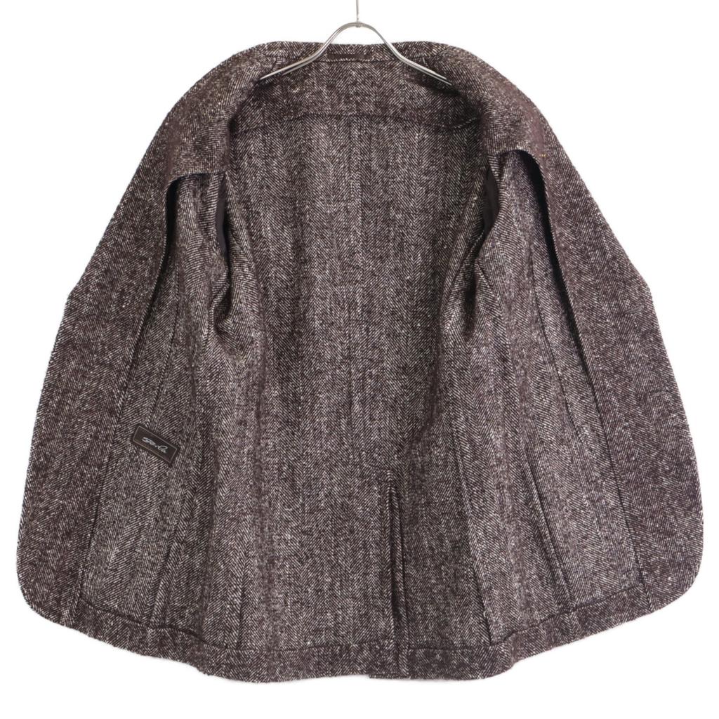 TOMORROWLAND [FERLA] Brown Silk-Wool Blend Herringbone Jacket Coat 50 BrownUsed