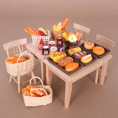1:12 Dollhouse Miniature Food Play Kitchen Simulation Bread Basket Jam Model Decor Toy Doll House Accessories