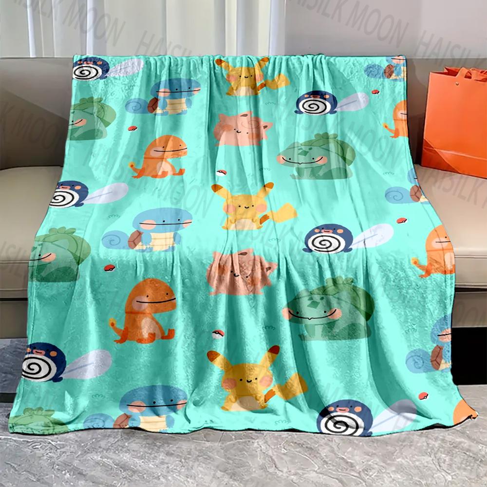 1PC Cartoon Pokémon Characters Print Blanket Fluffy Plush Sofa Bed Blanket for Kids Adults Travel Camping Supplies Car for Gifts