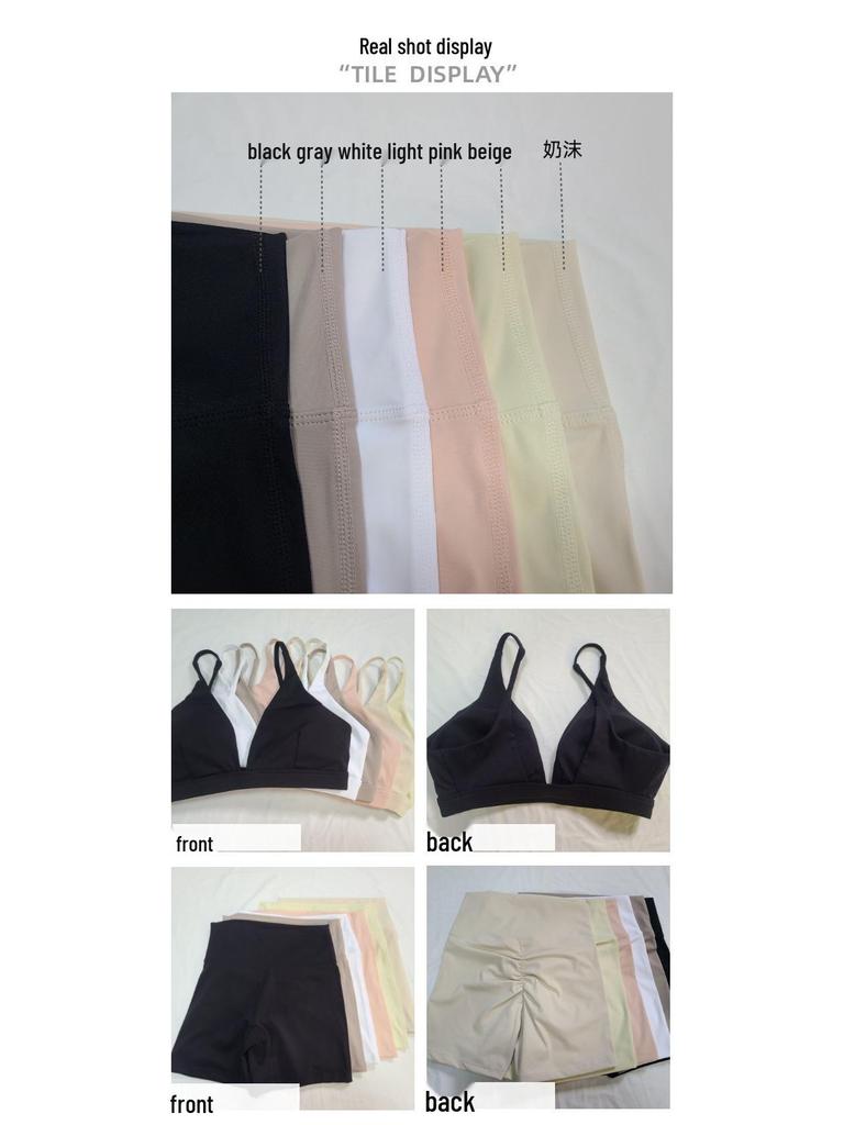 Women's European & American High-Waist Yoga Set - Shockproof Bra & Slimming Three-Point Pants