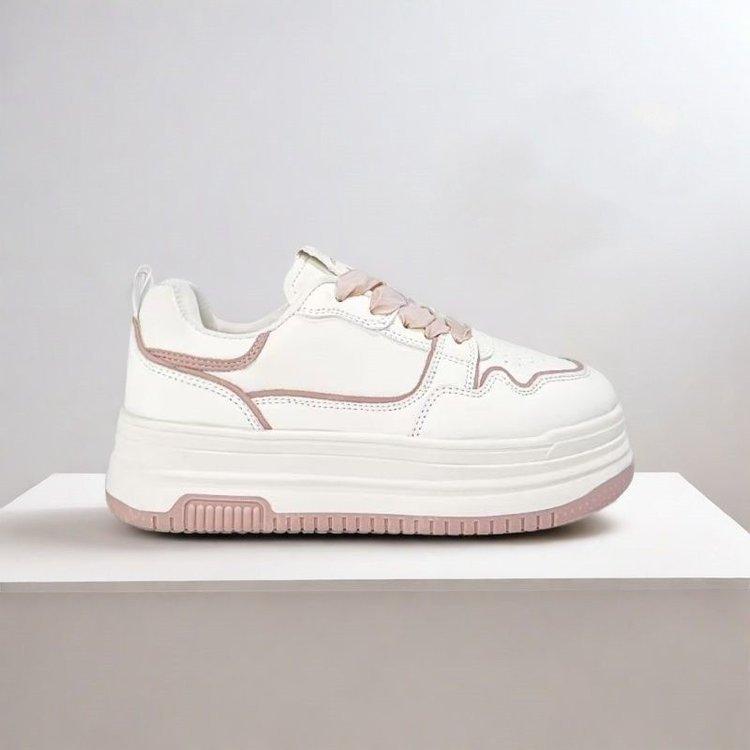 Casual pink muffin board shoes, new in spring and summer, high-value thick-soled heightened models size 35