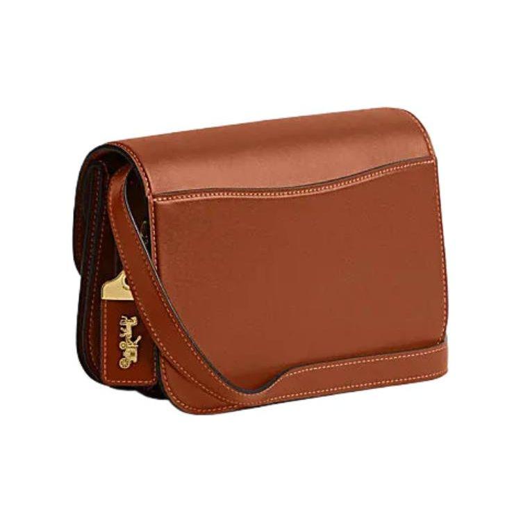 Coach Idol 21 Gold Logo Chain Magnetic Buckle Flap Leather Messenger Bag Women Bags Brown CM557-B4BAR