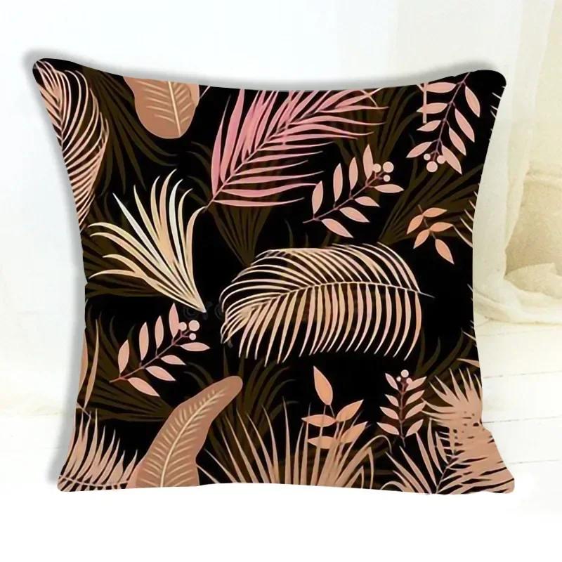 Tropical Plant Pattern Cushion Cover Abstract Leaf Pillowcase Living Room Bedroom Sofa Decorative Pillowcase 45*45Cm