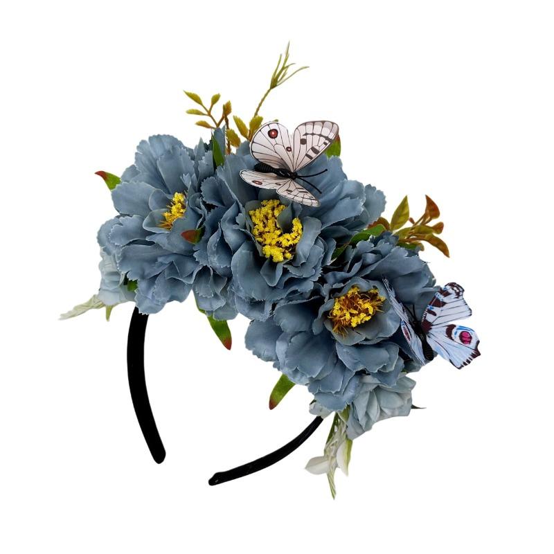 New simulation butterfly big flower headband fashion vacation Mexican party headdress