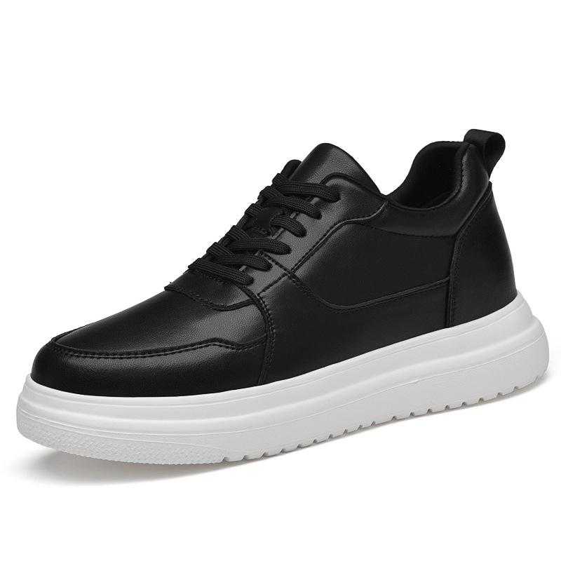 

New Height Increasing Shoes Men 6 8 10cm Invisible Elevator Sneakers Man White Leather Sport Zapatillas De Hombre Big Size 46 37 чёрный