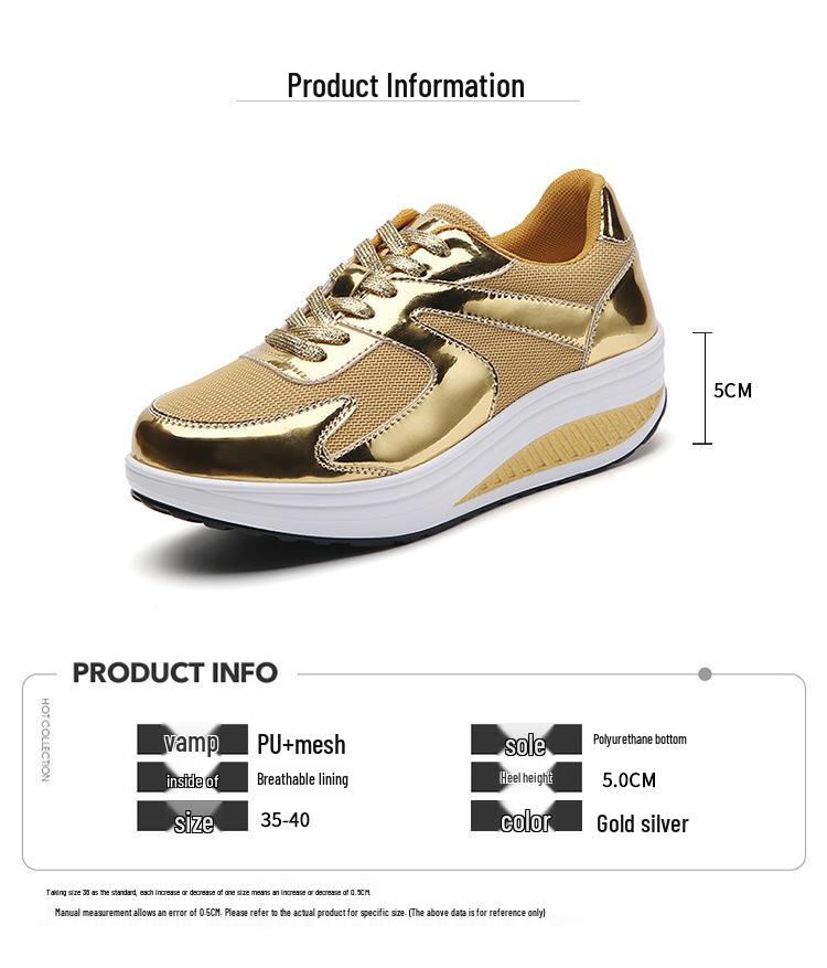 Women's Mesh Breathable Thick-Soled Dad Shoes, Height-Increasing Rocking Sneakers, Casual Sports Style, Available in Sizes 41-42.