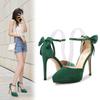 Fashion European American Celebrities Trendy Thin Heel Waterproof Platform Pointed Sandals Women With One Strap Hollow Bow High Heels
