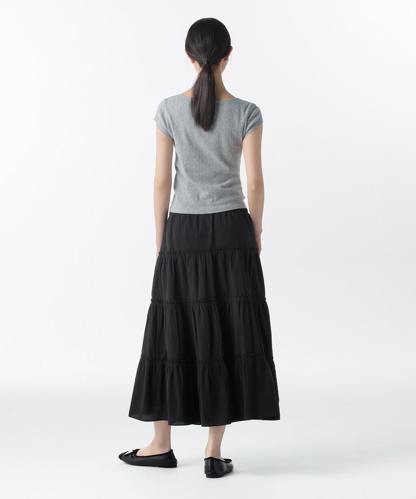 Musinsa Standard Woman Women'S Cotton Tiered Long Skirt [Black]