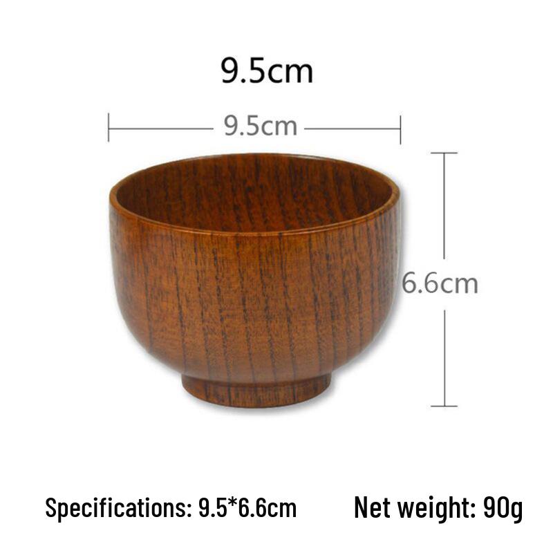 Japanese Jujube Wood Bowl for Adults & Kids, Solid Wood Noodle Bowl, Versatile Home Tableware