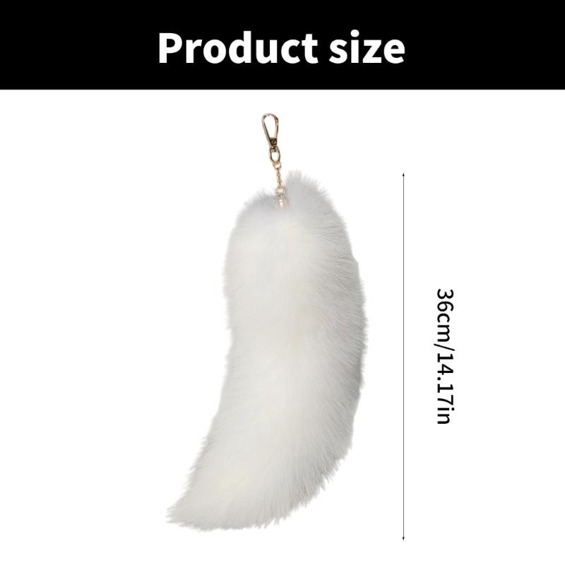 Plush Faux Hair Foxes Tail Keychain Elegant Keyrings Charm with Foxes Tail Pendant Fashionable Keychain Decorations
