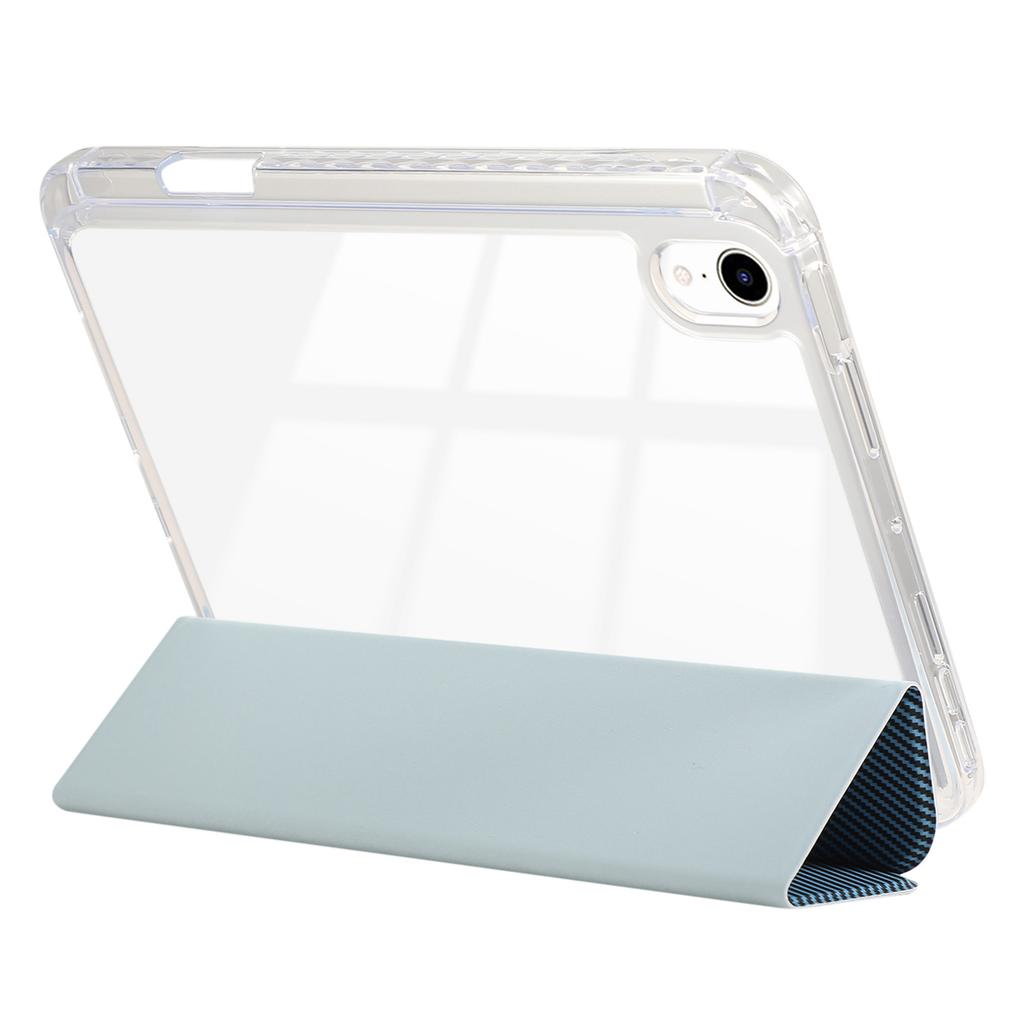 For iPad Mini (2024)/mini (2021) Case Carbon Fiber Texture Leather+Clear Acrylic+TPU Stand Tablet Cover