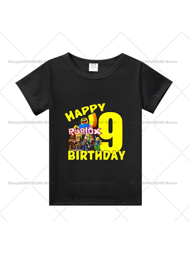 Summer Roblox Children Birthday Number T Shirt Girl Boy Clothes Baby Cotton Tee Shirts Party Short Sleeve Tops Toddler Gifts