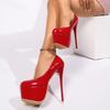 Fashion Women Platform Heels Sexy Pointed Toe Banquet Shoe Classics Red Sole High Heel Shoes Luxury Wedding Bride Shoes 16cm Ultra Pumps