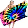 Tie-Dye Laser Pattern Microfiber Beach Towel, Vibrant Summer Design Quick-Dry for Beach Pool