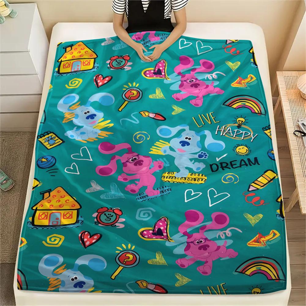 1 Manta de Franela con Estampado de Blue's Clues, Alta Calidad para Todas las Estaciones, Decoración del Hogar, Calidez y Comodidad, Perfecta para Regalos de Navidad