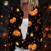 Dámský podzimní svetr s dlouhým rukávem, halloweenským potiskem a zapínáním na knoflíky pro sváteční nošení