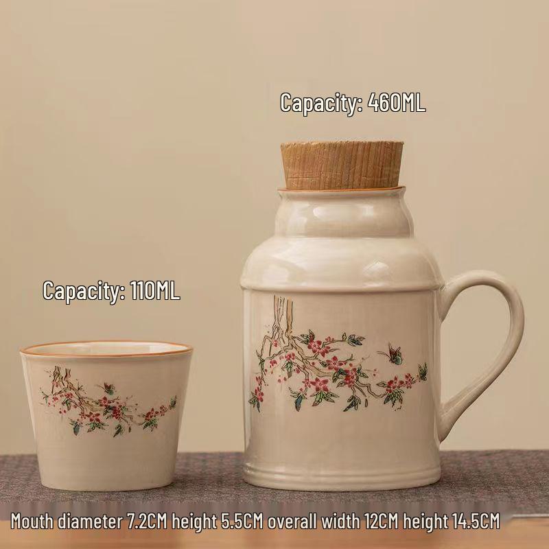 Ru Kiln Ceramic Insulated Teapot Set: Mute Thermos Pot with Teacup and Lid, Large Capacity, Chinese Style Office Cup.