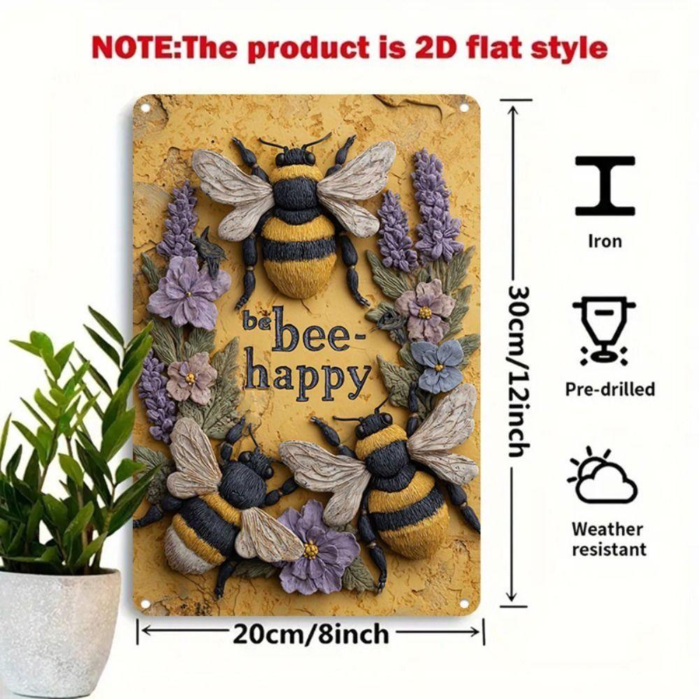 Metal Sign Bee Flower Nature Sunflower 20x30cm Wall Decor