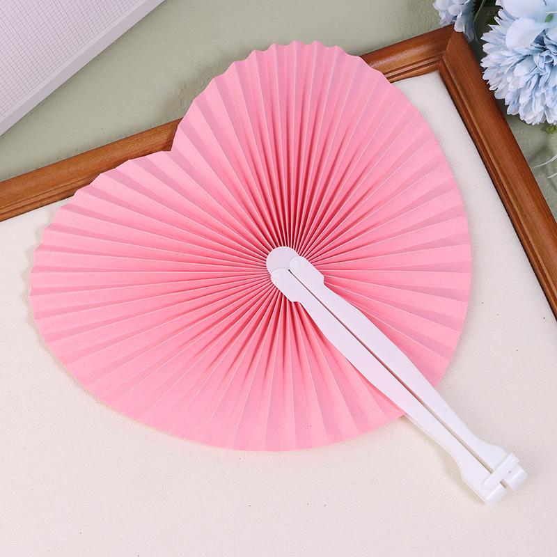 1Pc Wedding Heart-Shaped Paper Folding Fan For Birthday Party Souvenirs Anniversary Engagement Baby Baptisms Guest Gifts