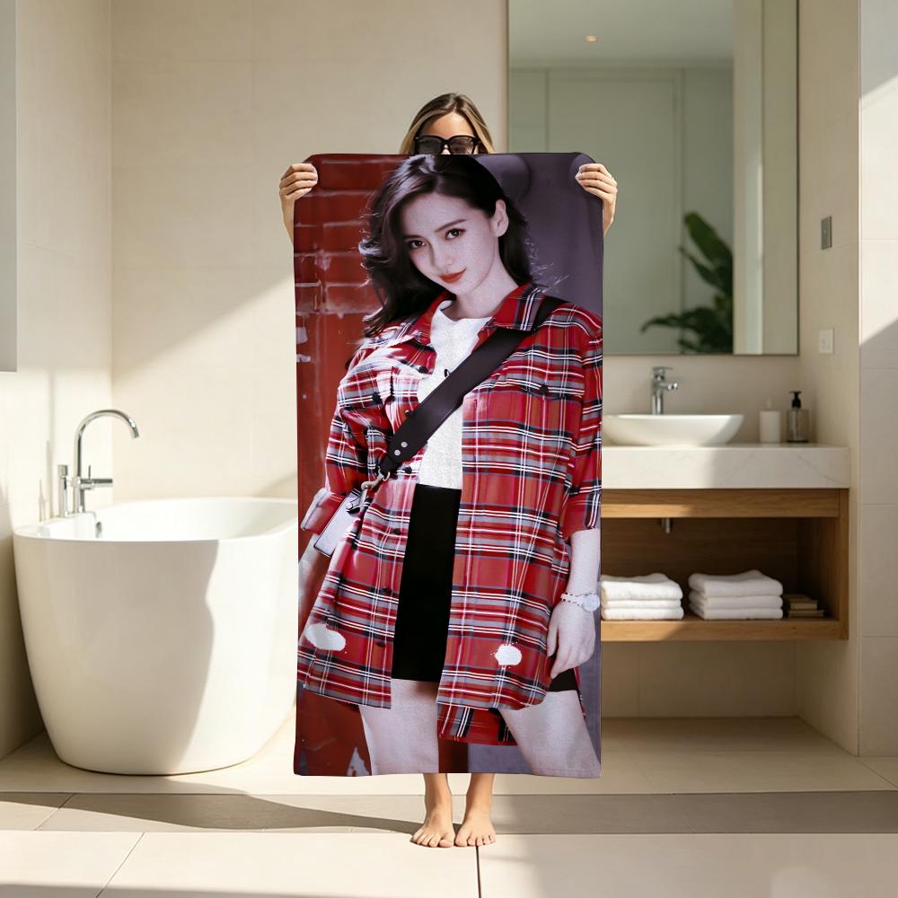 Celebrity A-Angelababys Towel Ultra-Fine Fiber Quick Drying Absorbent Bath Towel, Outdoor Swimming Sports Towel 100x50cm