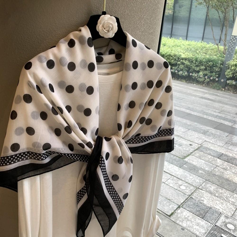 110*110cm Soft Square Scarf Polka Dot Women Hairband Fashion Silk Scarf for Women Girls
