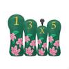 4-teiliges Golfschlägerkopf-Abdeckungsset Florale Stickerei Bestickte Abdeckungen Lederähnlich für