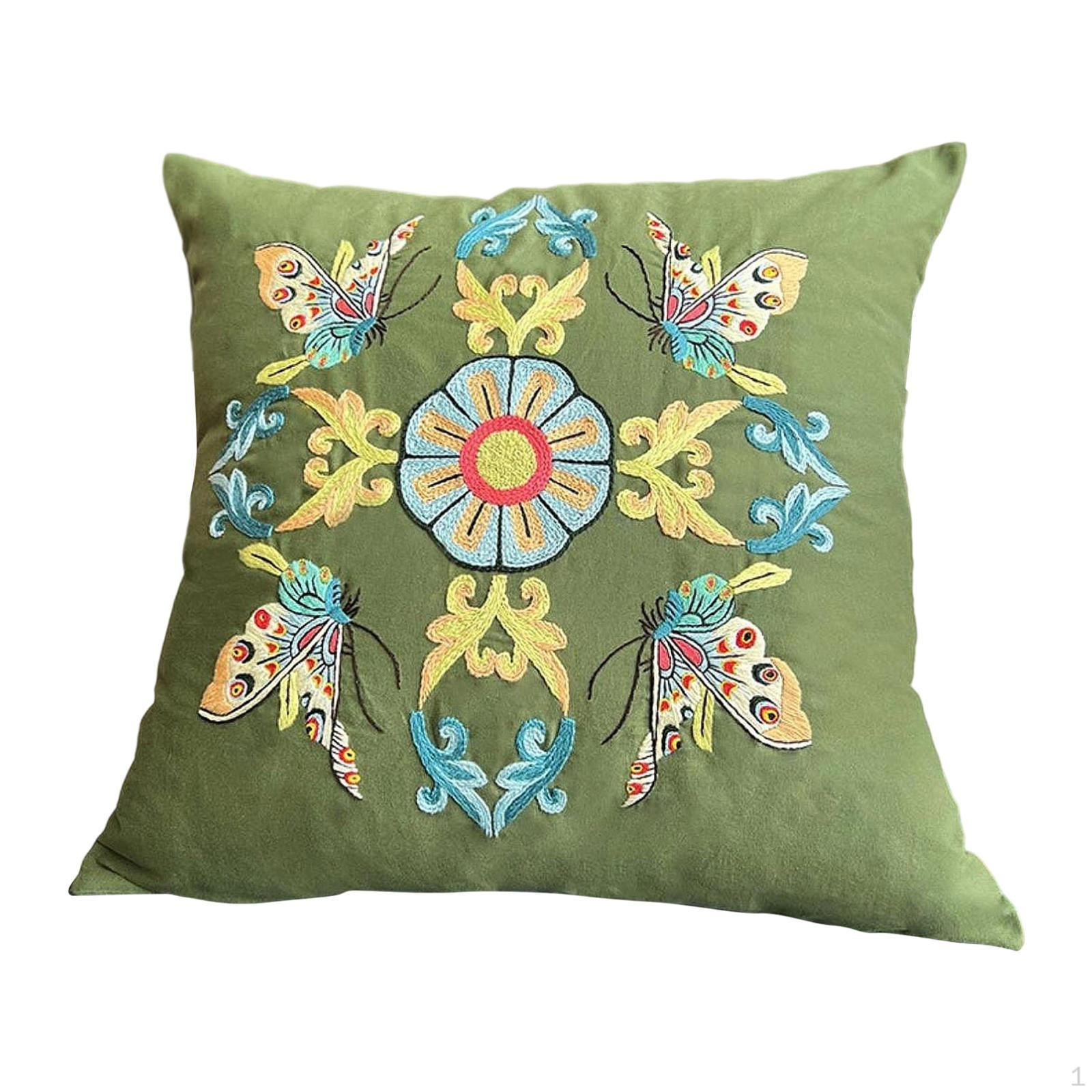 

Embroidery Kit for Adults Pillow Cover Gift with Threads Cushion Floral Simple Bedroom зелёный