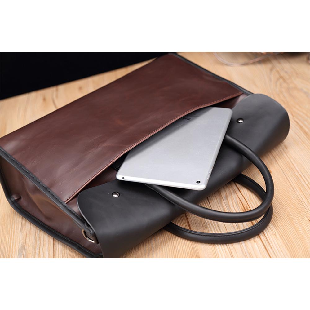 Crazy Horse Leather Men's Bag Retro Briefcase Business Men's Handbag Horizontal One-shoulder Diagonal Computer Bag