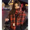 Red plaid Christmas scarf women's winter Korean version of high-end versatile scarf student couple thickened warm shawl