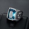 Vintage Big Green/Black/Red/Blue Color Stone Rings for Men Stainless Steel Fashion Punk Handmade Carved Tulip Ring Party Jewelry