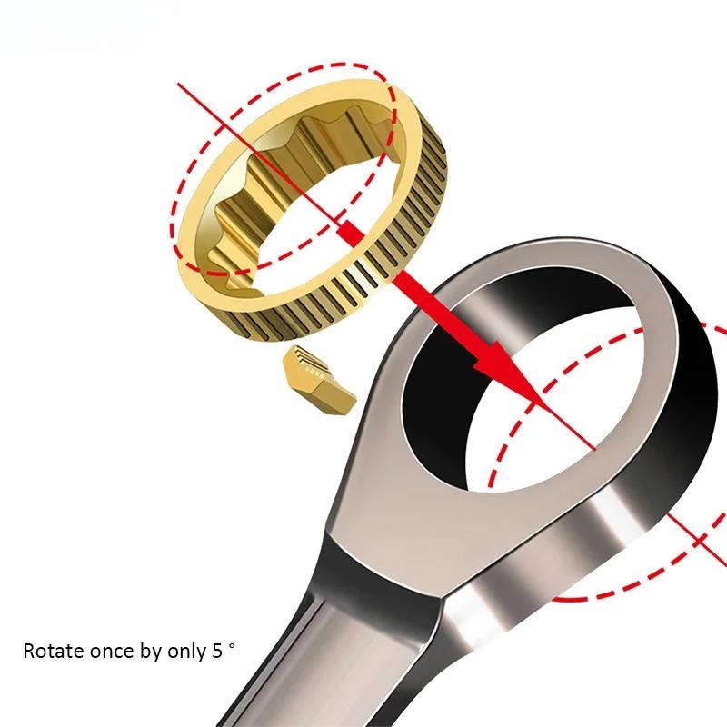 Ratchet Wrench, Double-ended Universal Type, Open Cross-slot Wrench, Four-layer Precision Electroplating, Repair Tool
