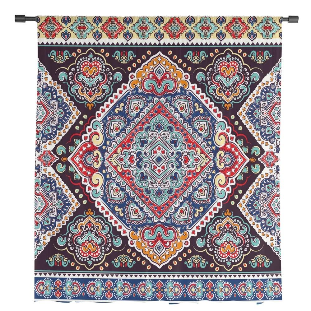 Indian Floral Paisley Tulle Curtains for Living Room Print Sheer Voile Curtain Bedroom Window Screening Drapes Blinds Home Decor