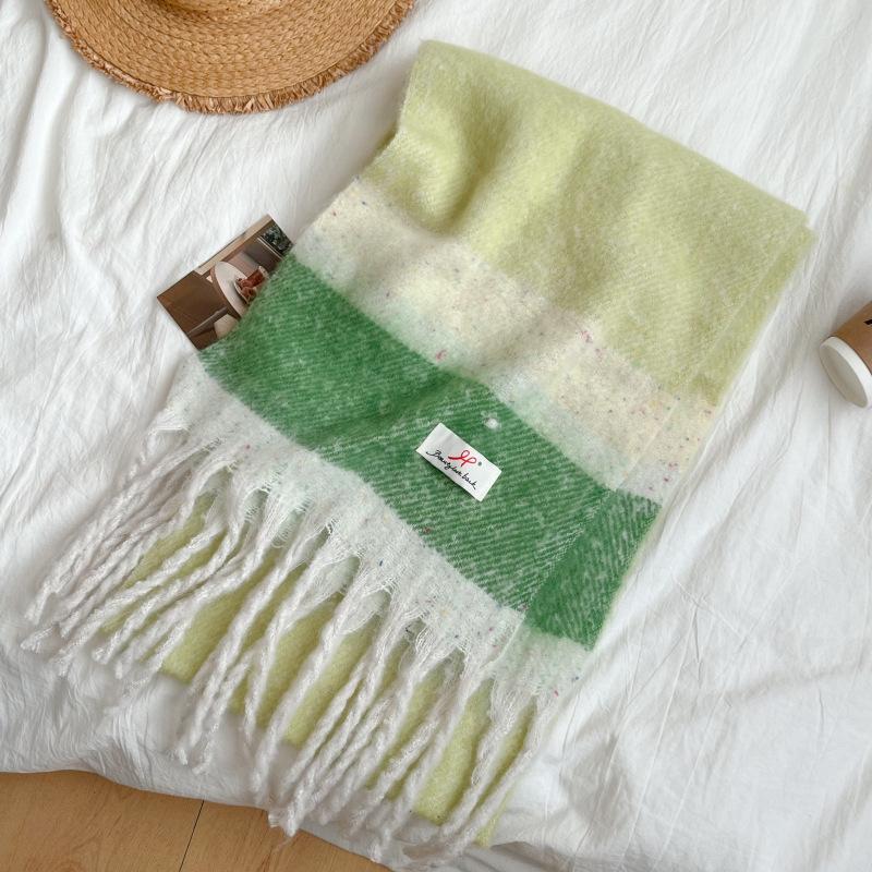 Cheese Milk Yellow Plush Scarf Women's Autumn and Winter New Korean Version Color Dot Imitation Cashmere Shawl Warm Thickened Student Scarf