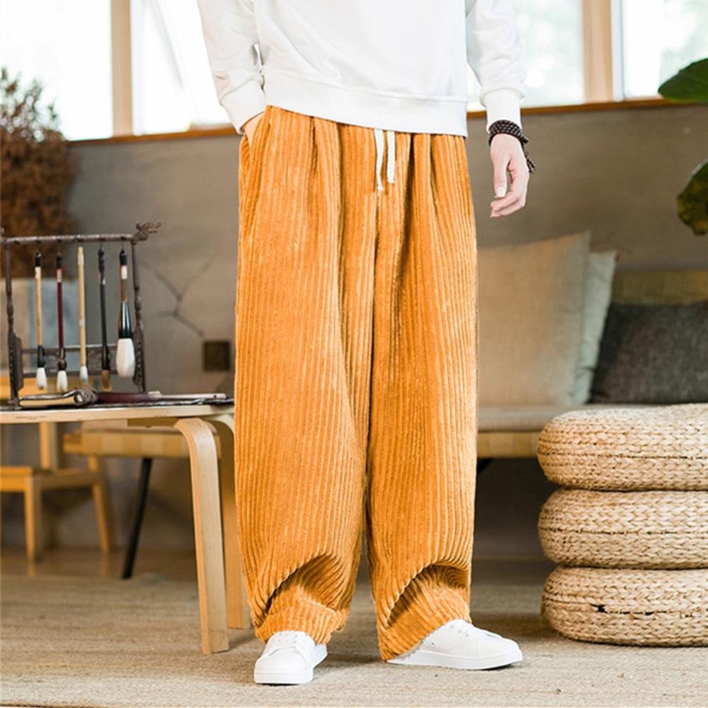 Oversized Pants Tradition Casual Autumn Wide-leg Trousers Harajuku Corduroy Streetwear Straight Pants Male Elastic Waist Loose
