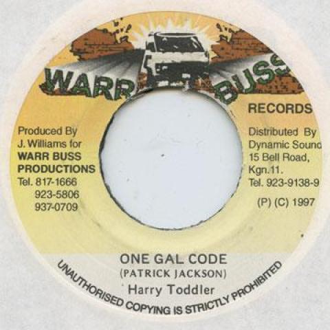 

7-дюймовая пластинка HARRY TODDLER - One Gal Code Warr Buss 1997 Ямайка Регги, Ска и Даб