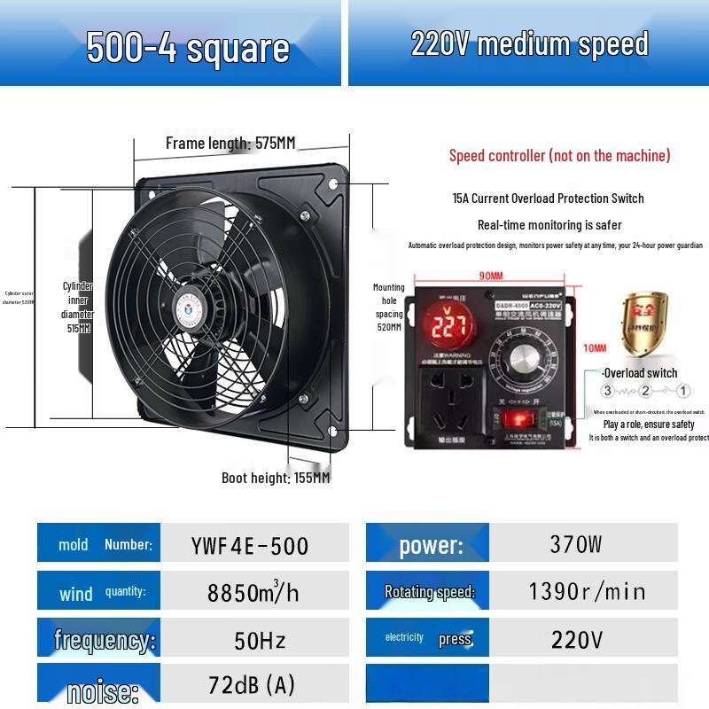 Miling Square External Rotor Axial Flow Exhaust Fan