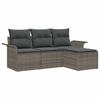 4 Piece Grey Poly Rattan Sofa Set with Cushions