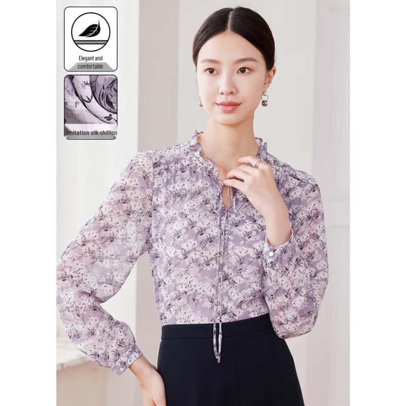 JESSIE Romantic Floral Chiffon Blouse M