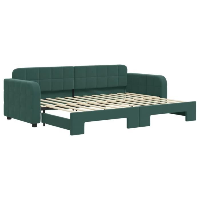 VidaXL Lit de jour avec lit gigogne vert foncé 80x200 cm velours 3196924